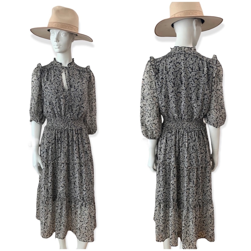 Moon River Floral Prairie Midi Dress